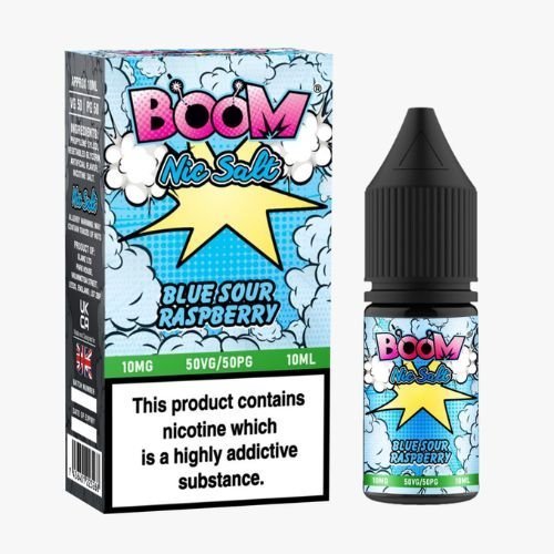 Buy Boom Nic Salts 10ml E - liquids - Box of 10 - Blueberry Sour Raspberry