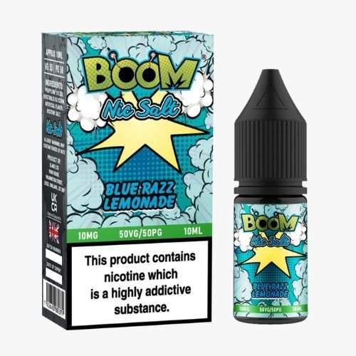 Buy Boom Nic Salts 10ml E - liquids - Box of 10 - Blue Razz Lemonade