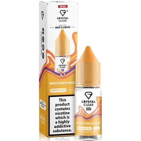 Buy Crystal Clear Nic Salts 10ml - Pack of 10 - White Peach Razz