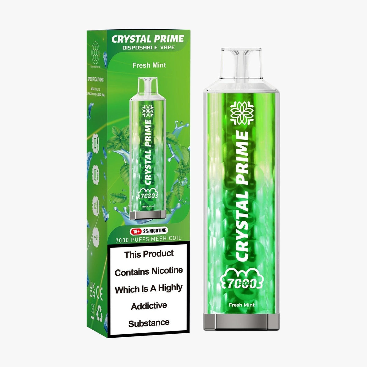 Buy Crystal Prime 7000 Puffs Disposable Vape Box of 10 - Fresh Mint * New *