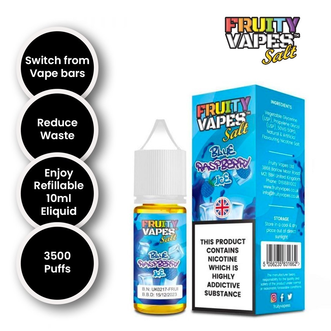 Buy Fruity Vapes Salt 10ml Nic Salts Box of 10 - Blue Raspberry