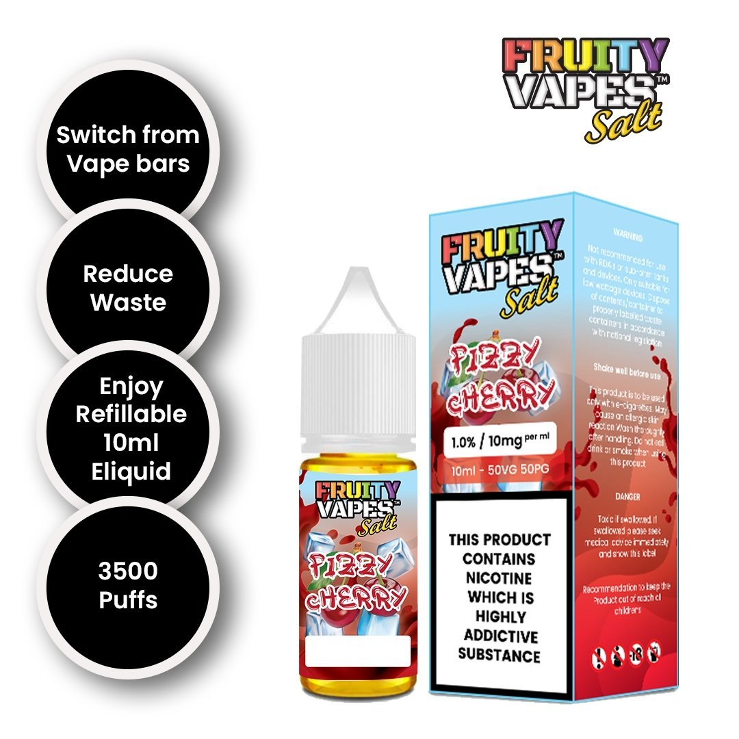 Buy Fruity Vapes Salt 10ml Nic Salts Box of 10 - Fizzy Cherry