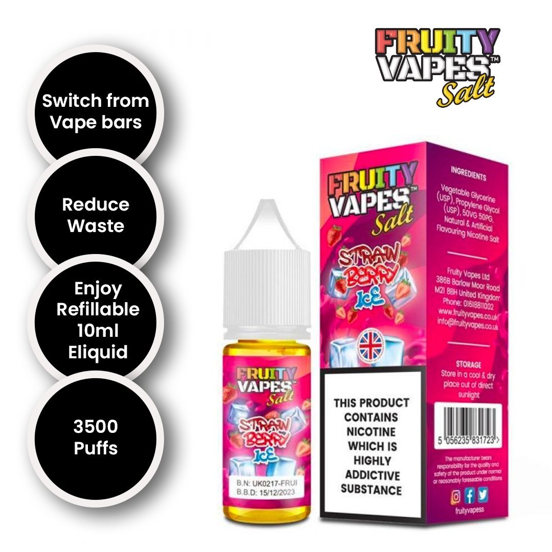 Buy Fruity Vapes Salt 10ml Nic Salts Box of 10 - Strawberry Ice