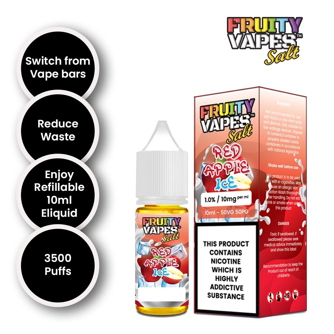 Buy Fruity Vapes Salt 10ml Nic Salts Box of 10 - Red Apple Ice