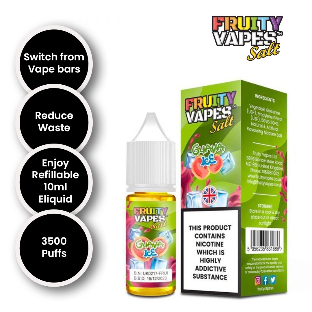 Buy Fruity Vapes Salt 10ml Nic Salts Box of 10 - Guava Ice
