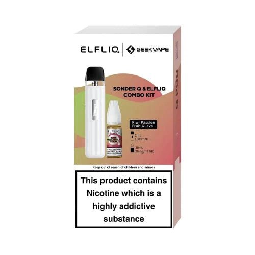 Buy Geekvape Sonder Q Pod Kit and Elfliq Salt Combo Deal - White - Kiwi Passion Fruit Guava