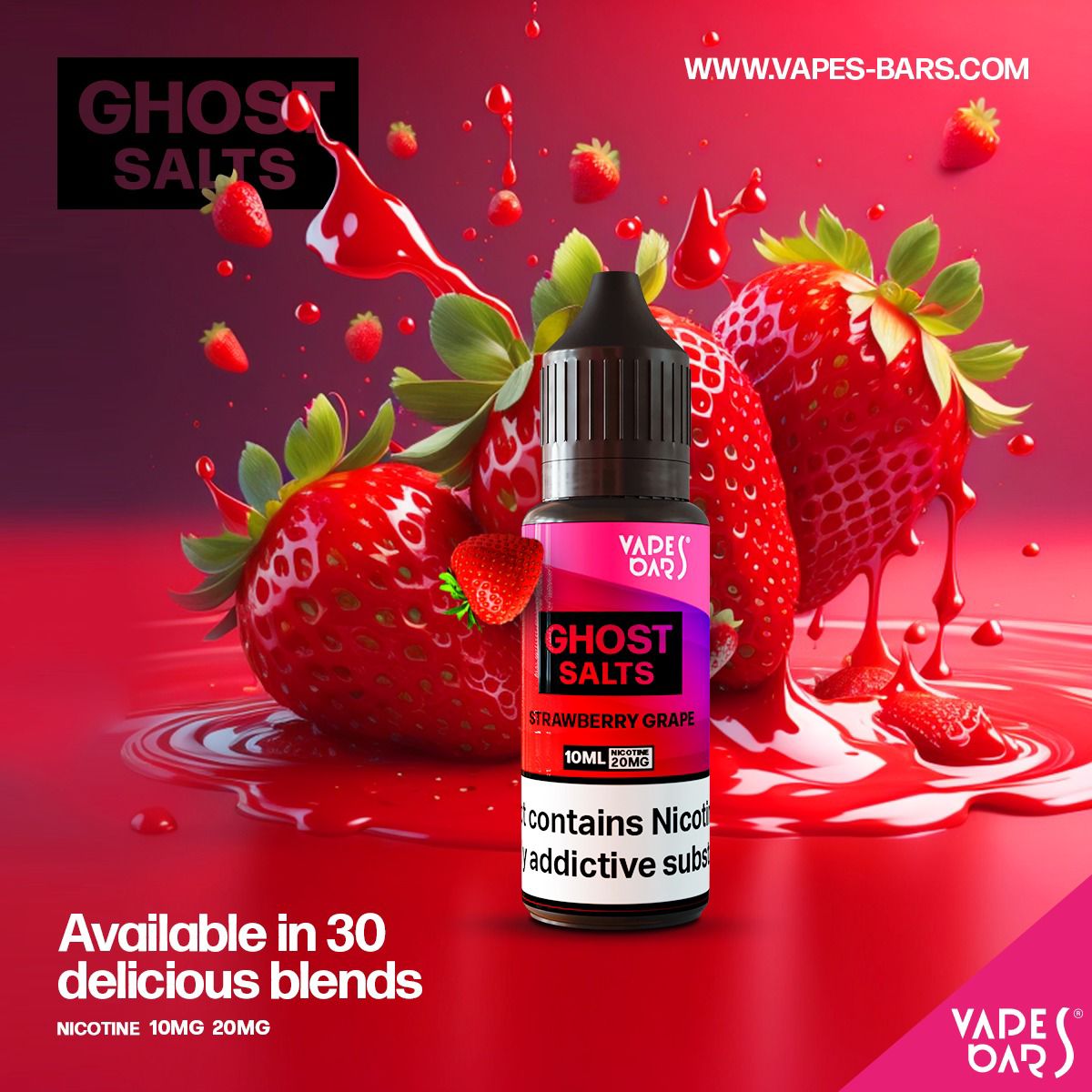 Buy GHOST 3500 Nic Salts 10ml - Box of 10 - Strawberry Grape