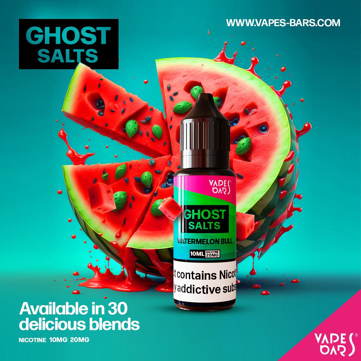 Buy GHOST 3500 Nic Salts 10ml - Box of 10 - Watermelon Bull