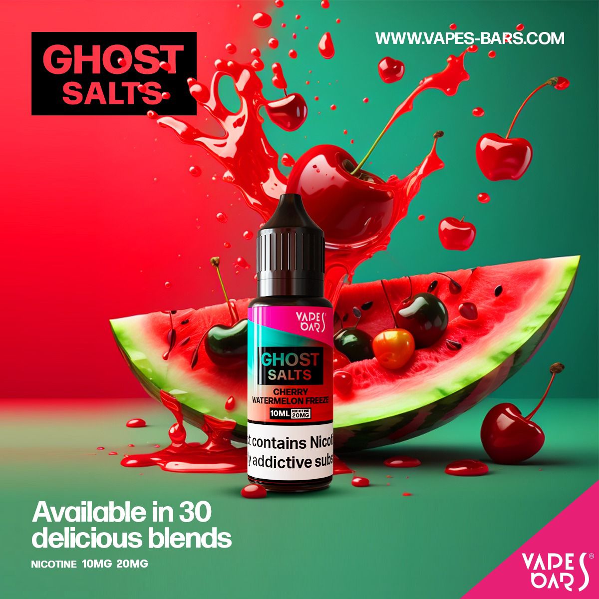 Buy GHOST 3500 Nic Salts 10ml - Box of 10 - Cherry Watermelon Freeze