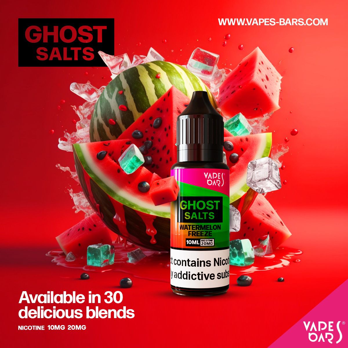Buy GHOST 3500 Nic Salts 10ml - Box of 10 - Watermelon Freeze