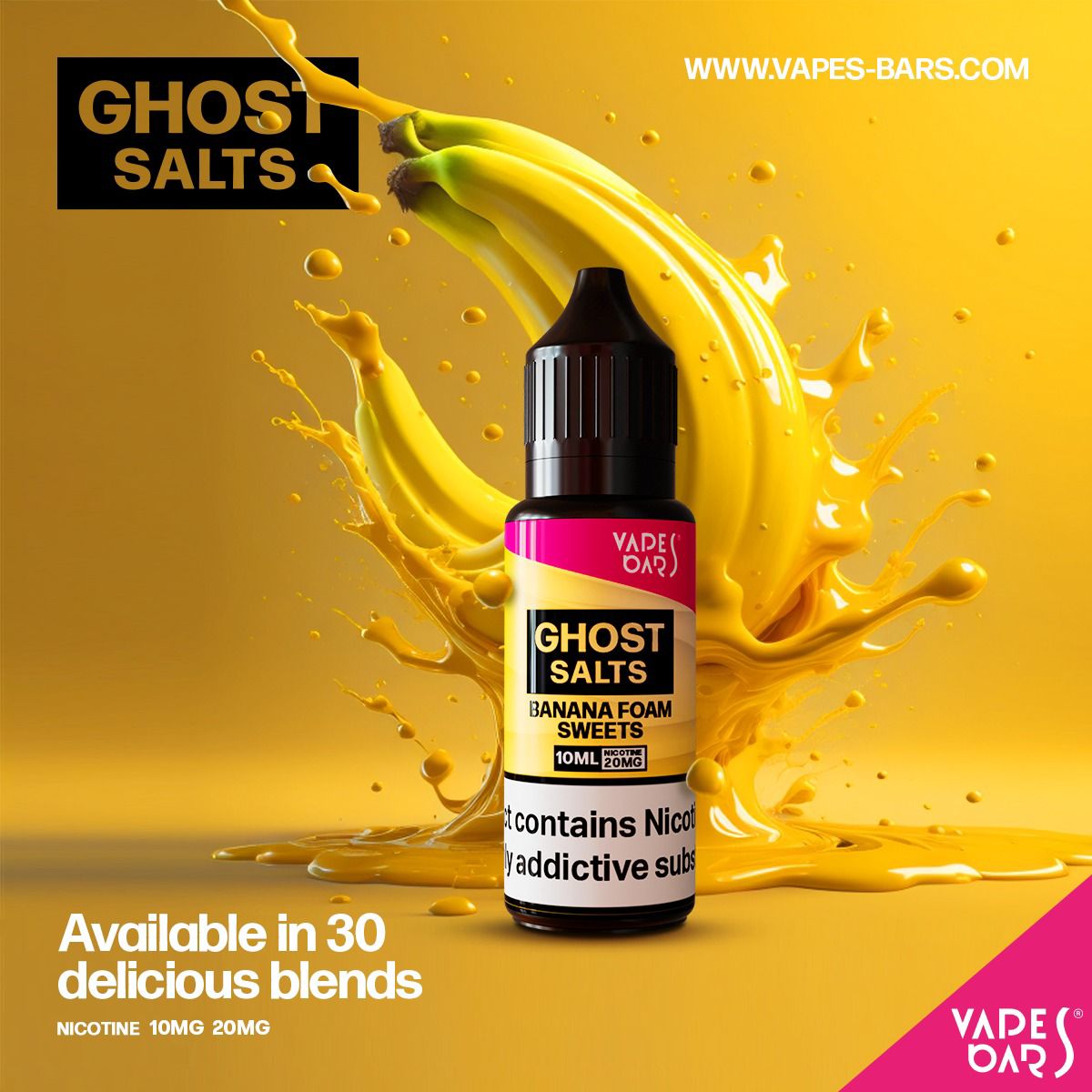 Buy GHOST 3500 Nic Salts 10ml - Box of 10 - Banana Foam Sweets
