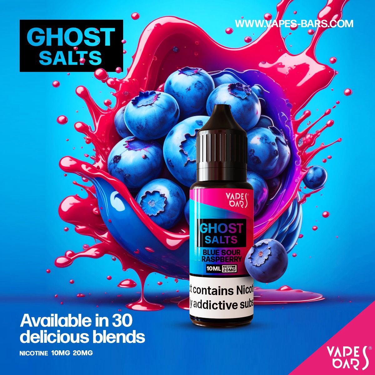 Buy GHOST 3500 Nic Salts 10ml - Box of 10 - Blue Sour Raspberry