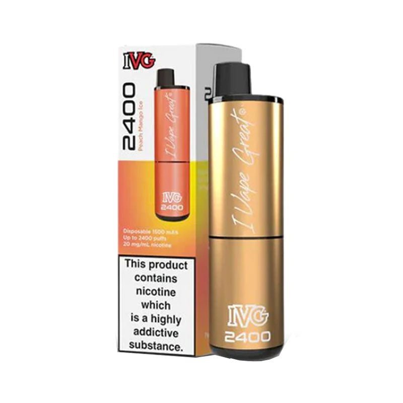 Buy IVG 2400 Puffs Disposable Vape Pod Device Box of 5 - Peach Mango Ice