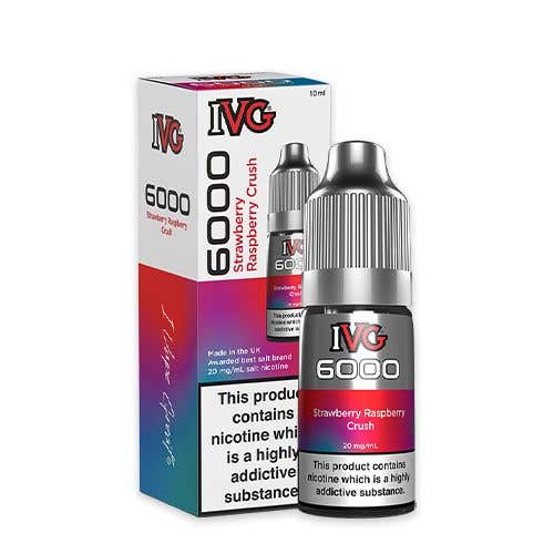 Buy IVG 6000 Nic Salt 10ml Bottle Box of 10 - Strawberry Raspberry Crush
