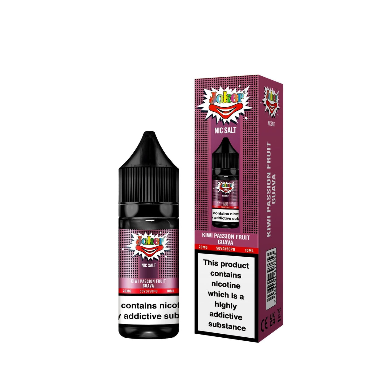Buy Joker Nic Salt 10ml E - liquids - Box of 10 - Kiwi Passion Fruit Guava