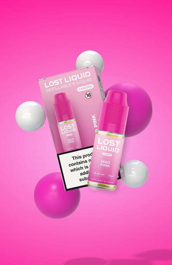 Buy Lost Liquid Nic Salt 10ml E - liquids (Box of 10) - Mad Pink