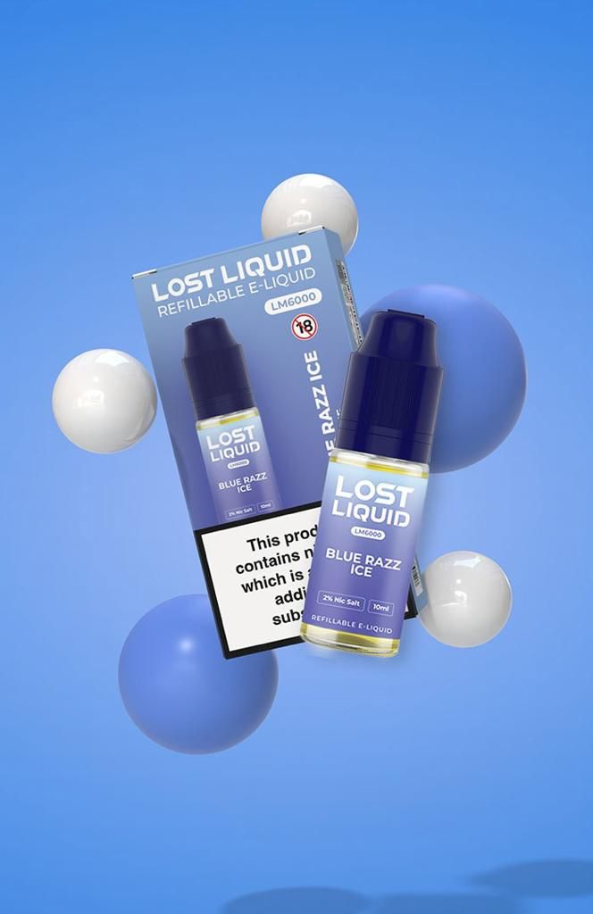 Buy Lost Liquid Nic Salt 10ml E - liquids (Box of 10) - Blue Razz Ice