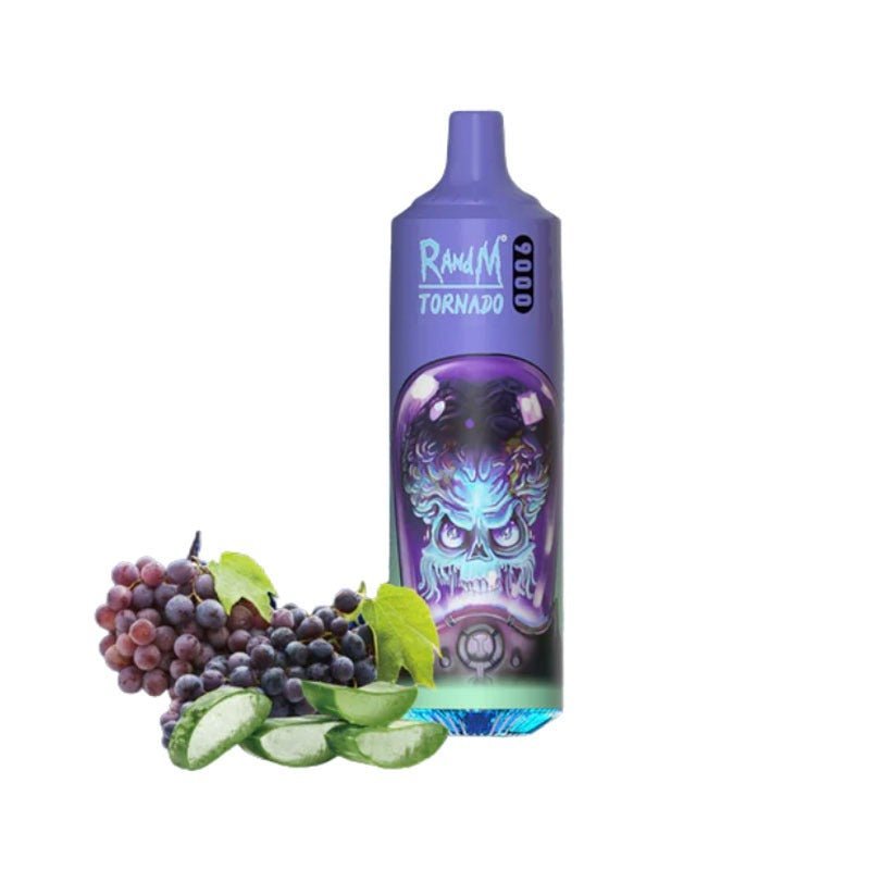 Buy RandM Tornado 9000 Puffs Disposable Vape Box of 10 - Aloe Grape