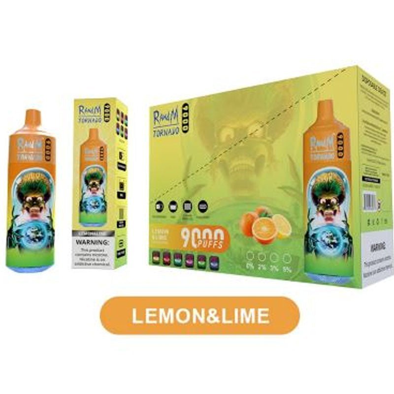 Buy RandM Tornado 9000 Puffs Disposable Vape Box of 10 - Lemon Lime