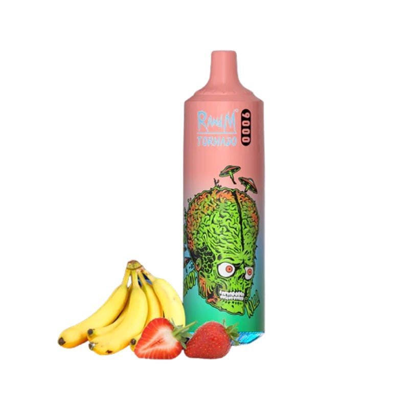 Buy RandM Tornado 9000 Puffs Disposable Vape Box of 10 - Strawberry Banana
