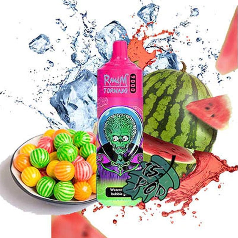Buy RandM Tornado 9000 Puffs Disposable Vape Box of 10 - Watermelon Bubblegum