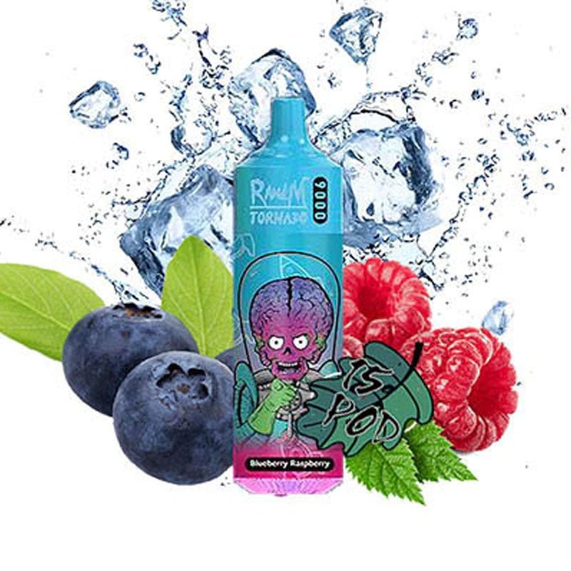 Buy RandM Tornado 9000 Puffs Disposable Vape Box of 10 - Blueberry Raspberry