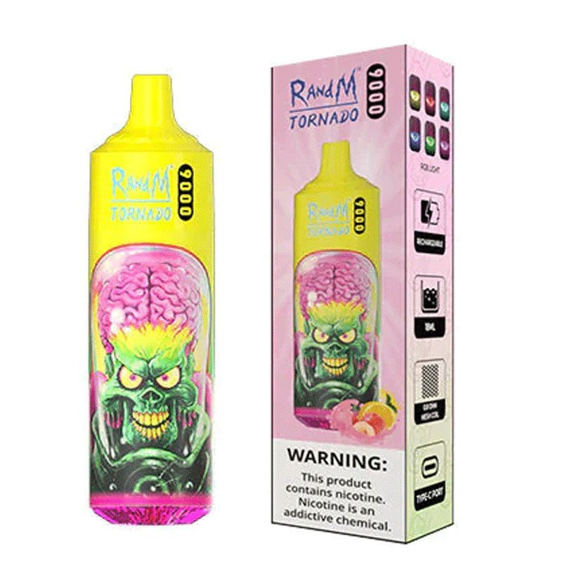 Buy RandM Tornado 9000 Puffs Disposable Vape Box of 10 - Peach Lemonade