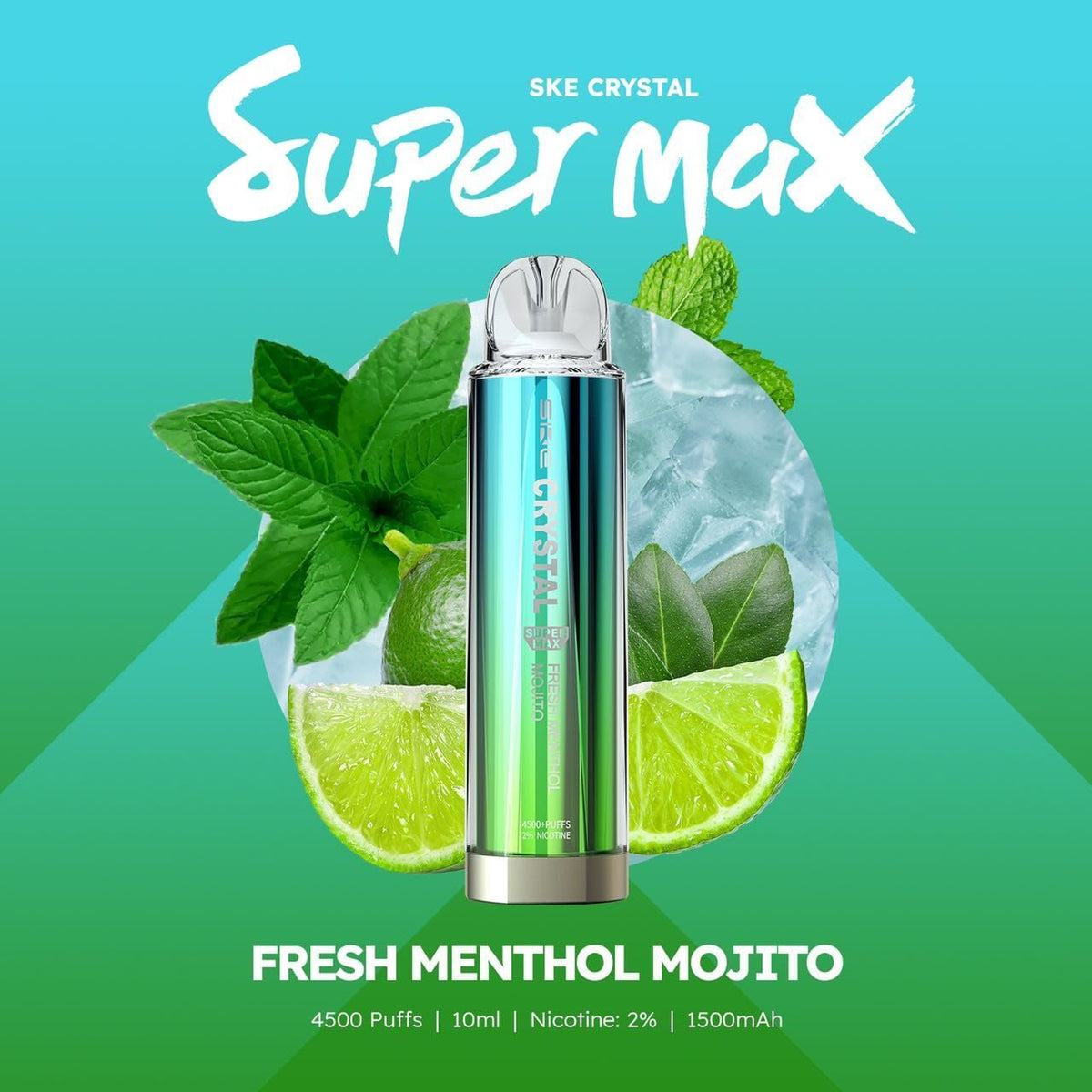Buy Ske Crystal Original Super Max 4500 Disposable Vape Puff Pod Box Of 10 - Fresh Menthol Mojito
