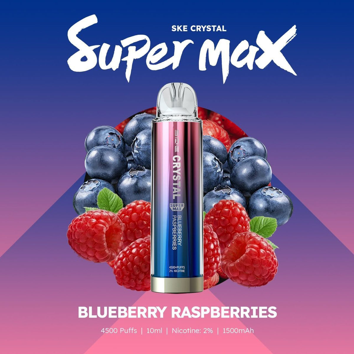 Buy Ske Crystal Original Super Max 4500 Disposable Vape Puff Pod Box Of 10 - Blueberry Raspberry