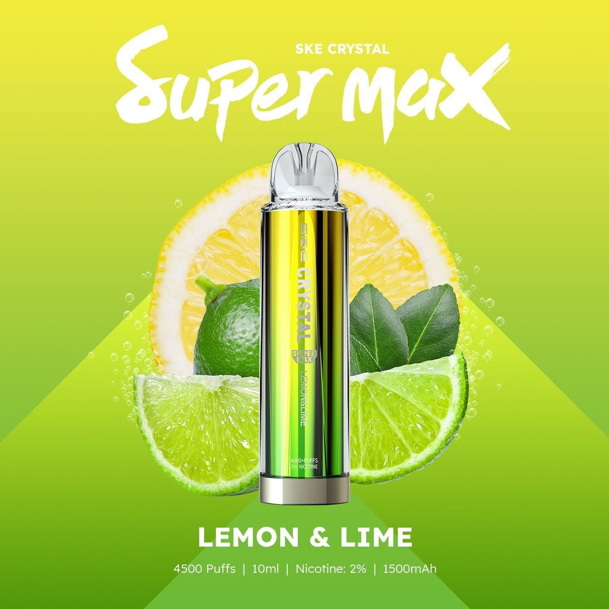 Buy Ske Crystal Original Super Max 4500 Disposable Vape Puff Pod Box Of 10 - Lemon & Lime