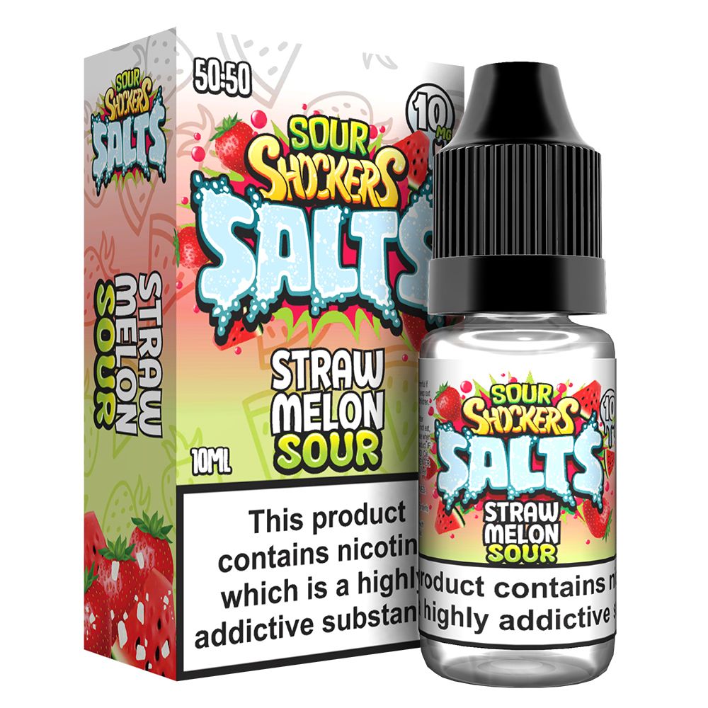 Buy Sour shockers Nic Salt 10ml Pack of 5 - Straw Melon Sour