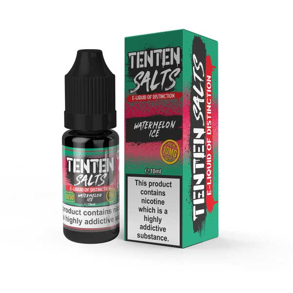 Buy Ten Ten Nic Salts 10ml E - liquids - Box of 10 - Watermelon Ice