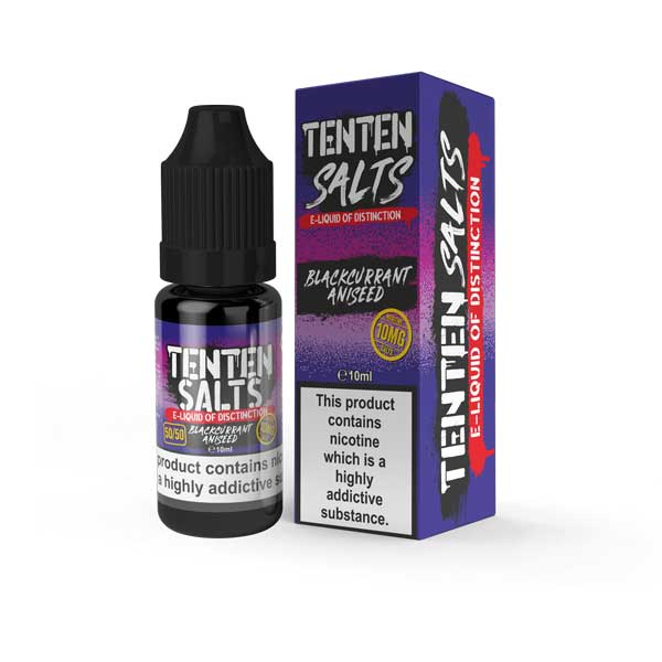 Buy Ten Ten Nic Salts 10ml E - liquids - Box of 10 - Blackcurrant Aniseed