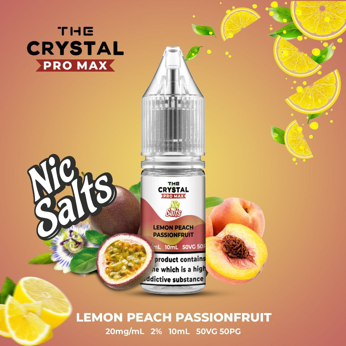 Buy Hayati Crystal Pro Max Hayati Nic Salts 10ml - Box of 10 - Lemon Peach Passionfruit