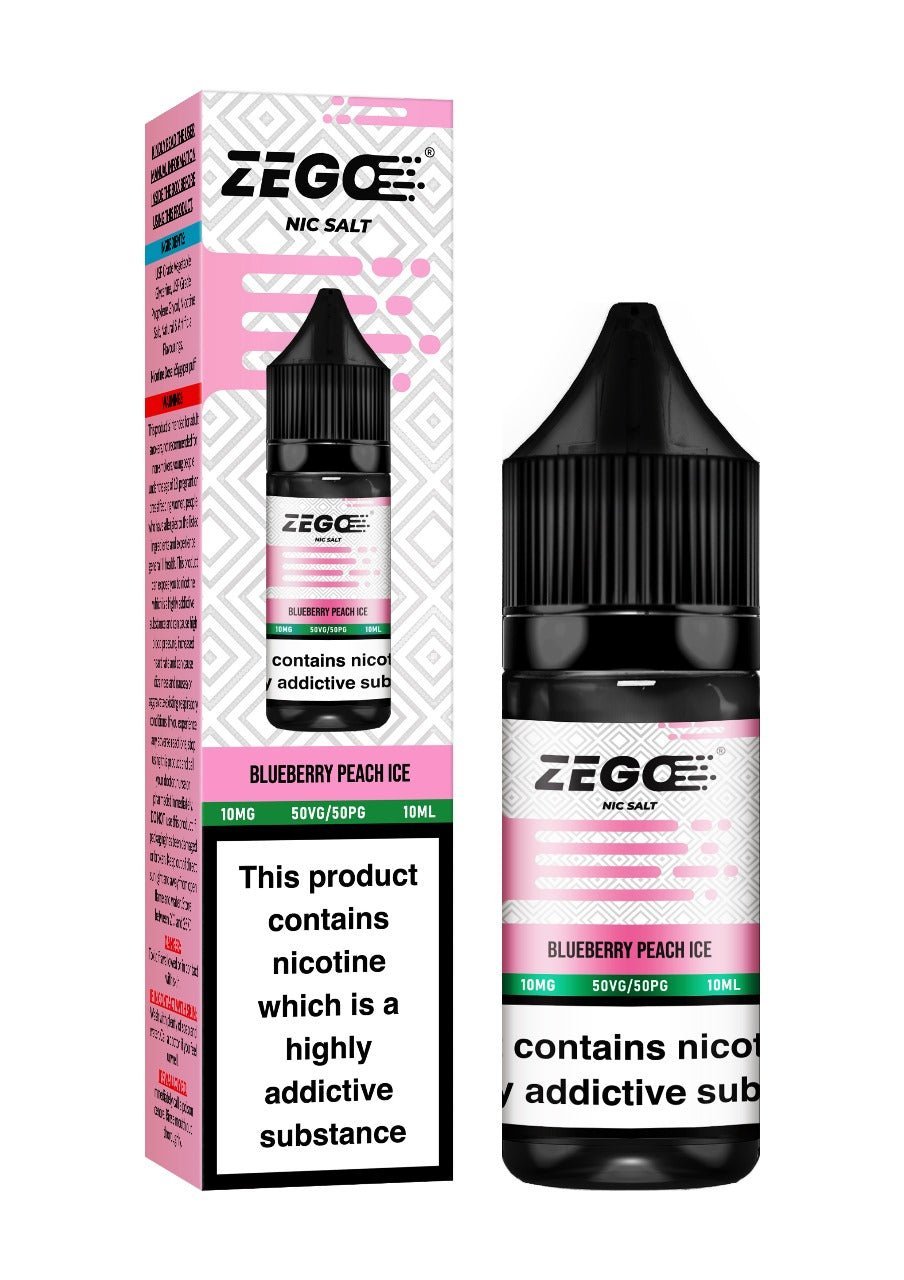 Buy Zego Nic Salt 10ml E - Liquid - Box of 10 - Blueberry Peach Ice