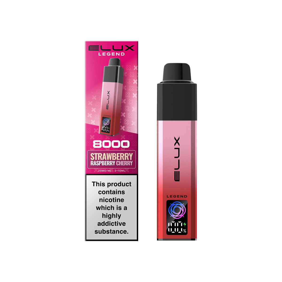 Buy Elux Legend 8000 Pod Vape Kit Box of 5 Strawberry Raspberry Cherry