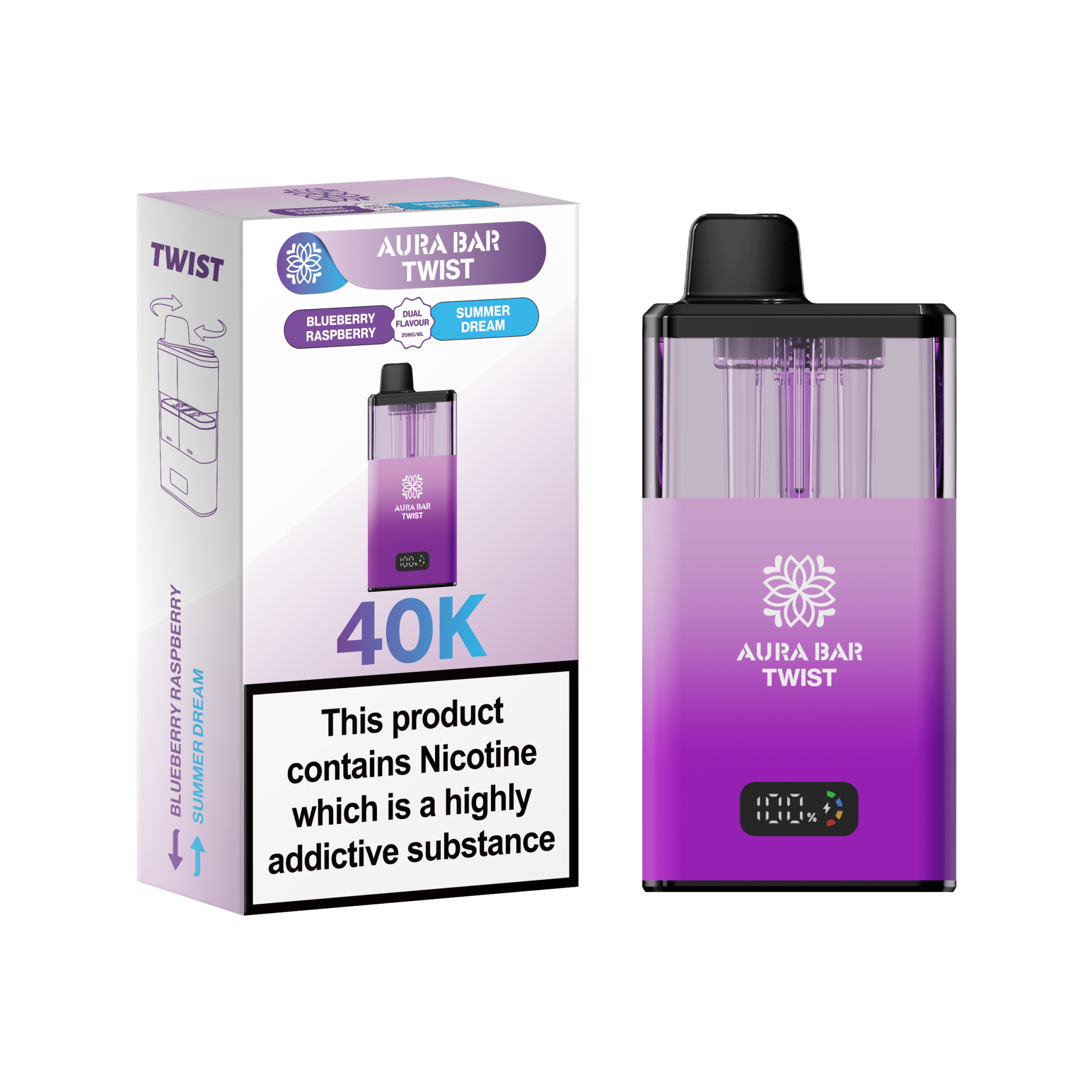 Buy Aura Bar Twist 40k Prefilled Pod Vape Kit Box of 5 - Lowest Wholesale Price ! Best Vape Wholesale Buy Aura Bar Twist 40k Prefilled Pod Vape Kit Box of 5 - Lowest Wholesale Price ! Best Vape Wholesale