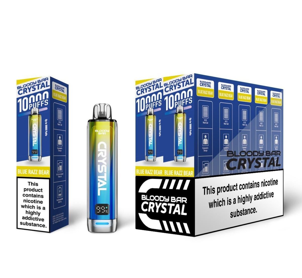 Buy Bloody Bar Crystal 10k Prefilled Pod Vape Pack of 10 - Blue Razz Bear