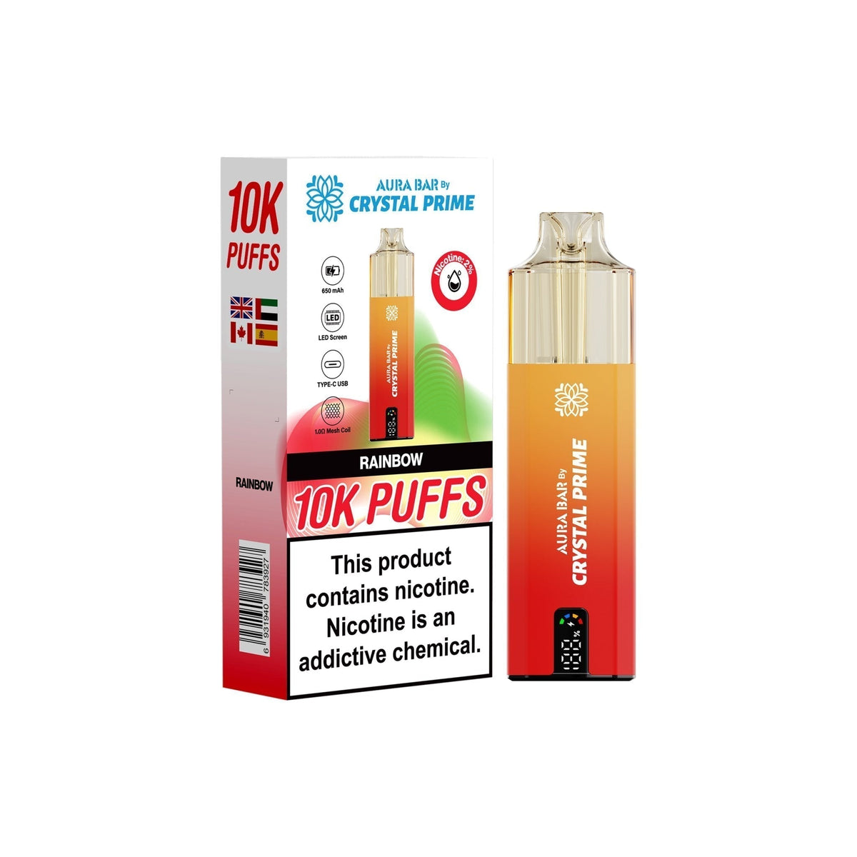 Buy Crystal Prime 10000 Prefilled Vape Kit Box of 5 - Rainbow