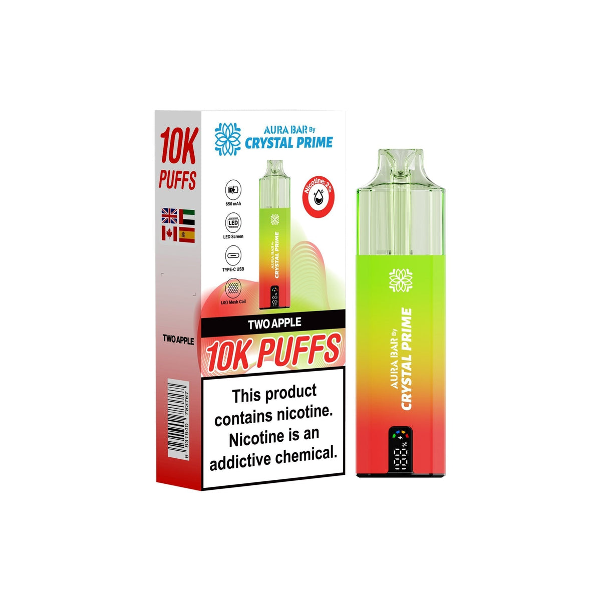 Buy Crystal Prime 10000 Prefilled Vape Kit Box of 5 - Two Apple