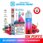 Buy Crystal Prime Aura Bar 10k Prefilled Pod Vape - Pack of 5 - Blueberry Cherry Cranberry