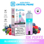 Buy Crystal Prime Aura Bar 10k Prefilled Pod Vape - Pack of 5 - Blueberry Sour Raspberry
