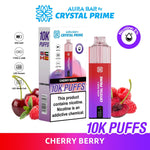 Buy Crystal Prime Aura Bar 10k Prefilled Pod Vape - Pack of 5 - Cherry Berry