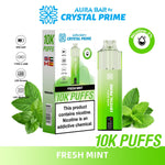 Buy Crystal Prime Aura Bar 10k Prefilled Pod Vape - Pack of 5 - Fresh Mint