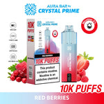 Buy Crystal Prime Aura Bar 10k Prefilled Pod Vape - Pack of 5 - Red Berries