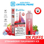 Buy Crystal Prime Aura Bar 10k Prefilled Pod Vape - Pack of 5 - Strawberry Raspberry Ice