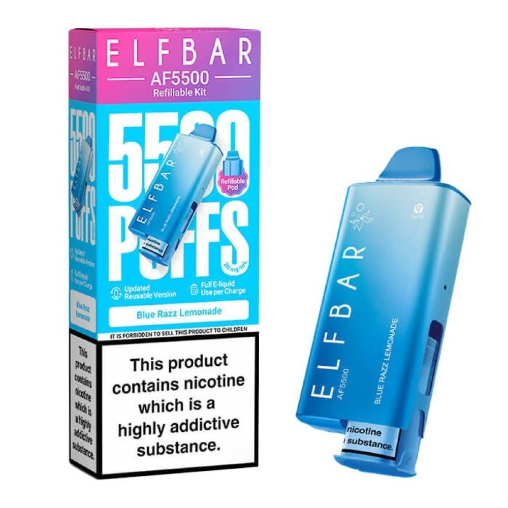 Buy Elf Bar AF5500 Prefilled Vape Kit Box of 5 - Blue Razz Lemonade