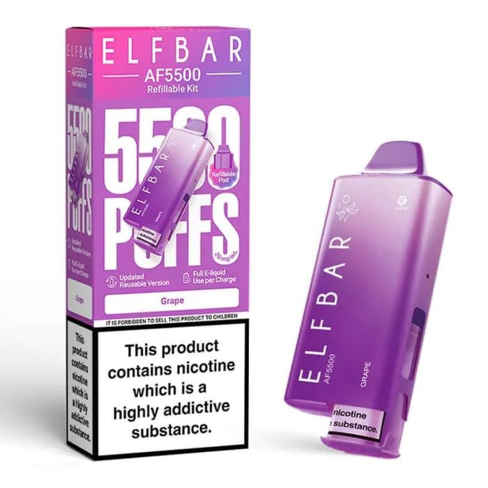 Buy Elf Bar AF5500 Prefilled Vape Kit Box of 5 - Grape