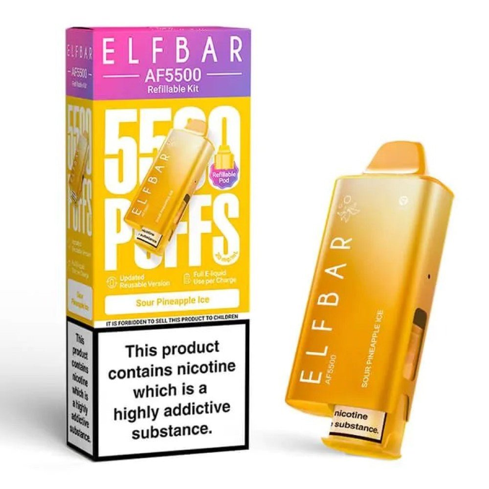 Buy Elf Bar AF5500 Prefilled Vape Kit Box of 5 - Sour Pineapple Ice