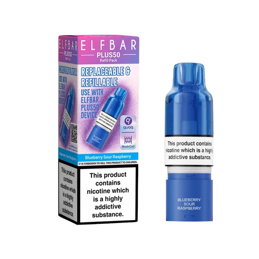 Buy Elf Bar Plus 50 Refill Pods (Box of 5) - Blueberry Sour Raspberry